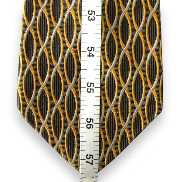 Robert Talbott Best of Class Tie Size 4 x 57 Gold Silver 100% Silk Van Boven - Picture 8 of 8